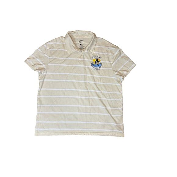 MENS DISNEY LIGHT BEIGE POLO SHIRT WITH TROPICAL MICKEY MOUSE SIZE XXL - Picture 2 of 6